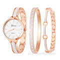 2021 Novo conjunto de relógios bem feitos com pulseira Conjuntos de joias de 3 peças para mulheres Relógios de quartzo femininos com mostrador pequeno Conjunto reloj